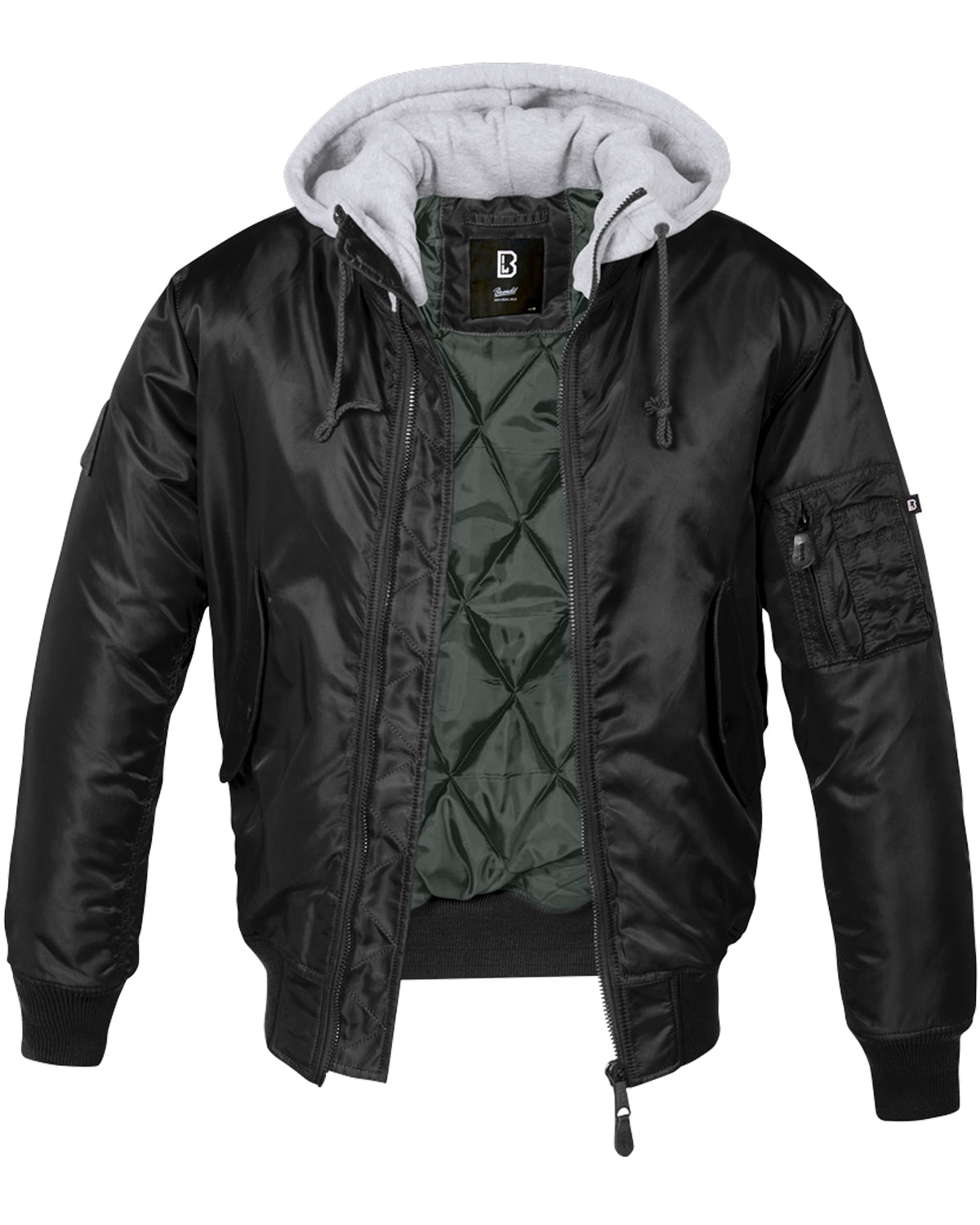 Brandit MA1 hooded bombertakki - Musta/Harmaa