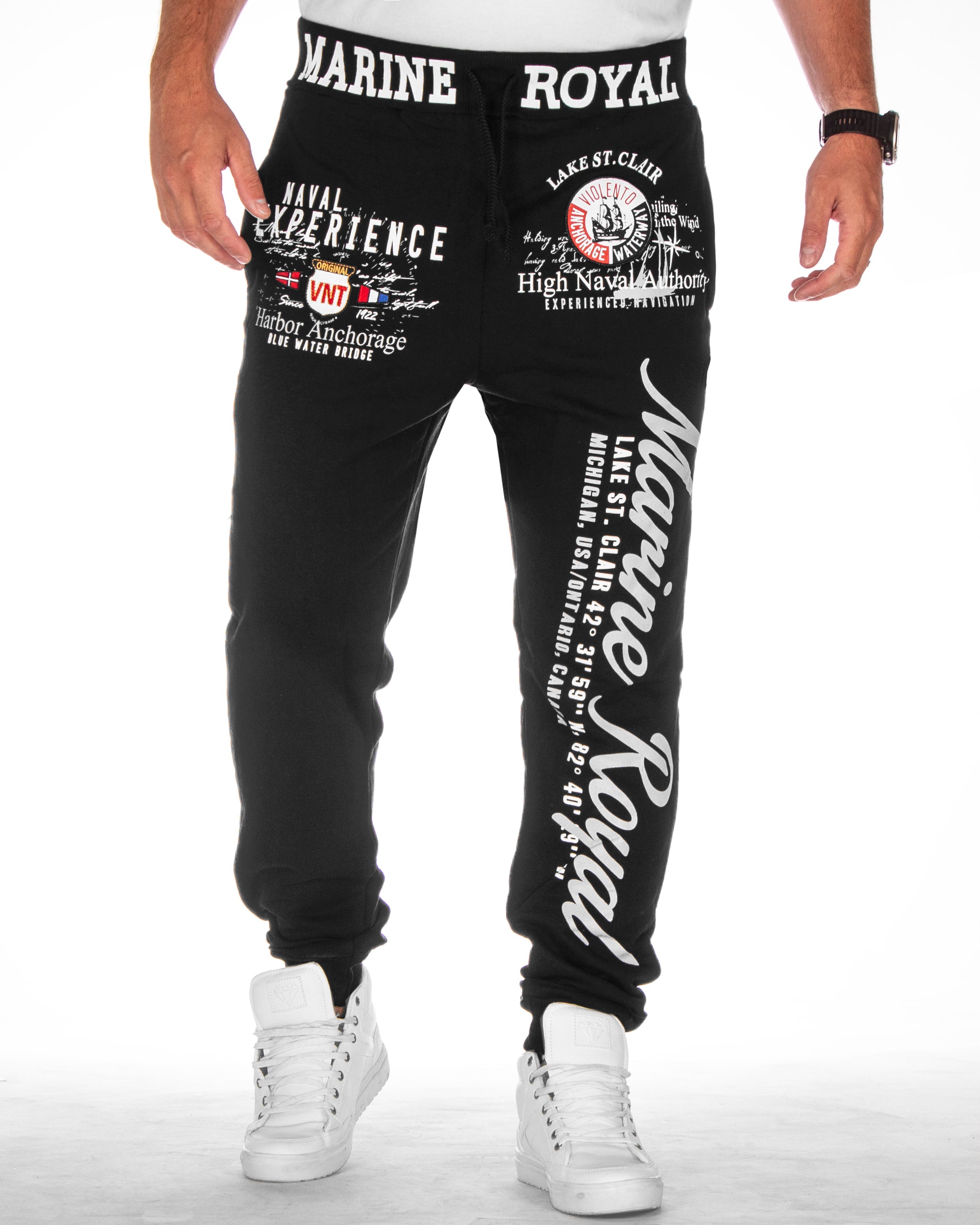 Disturb Clothing Marine royal collegehousut - Musta/Harmaa