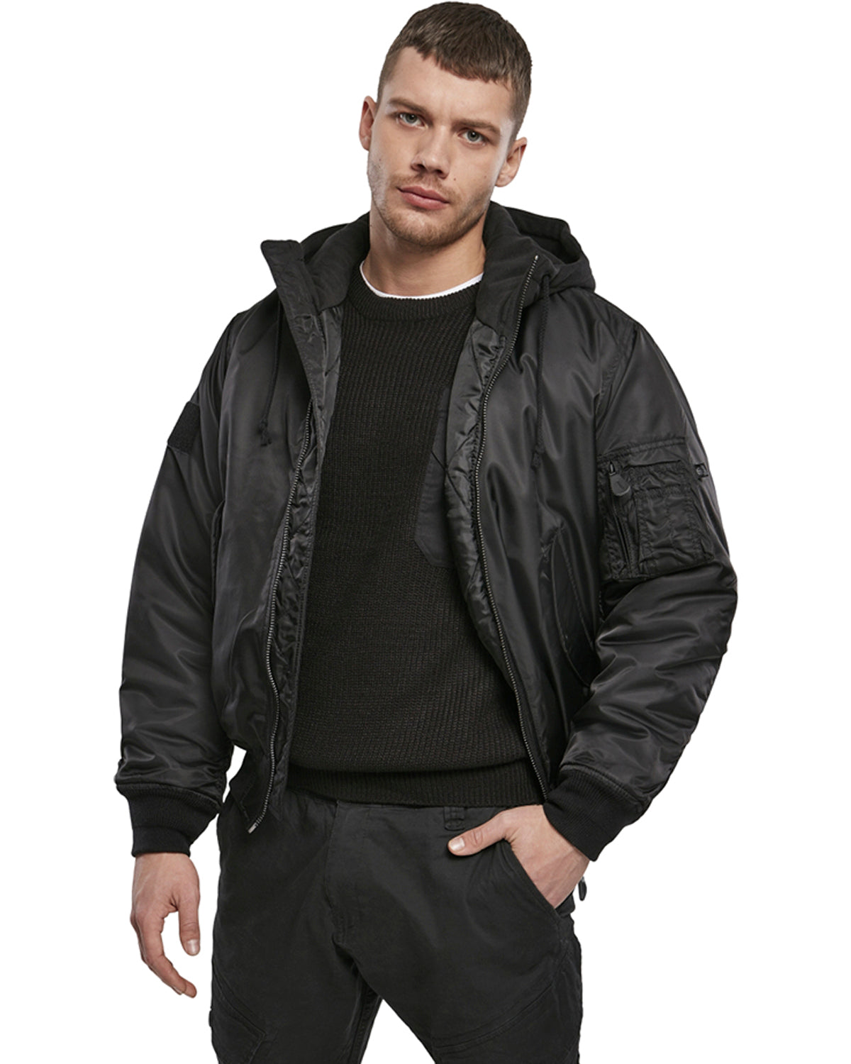 Brandit MA1 hooded bombertakki - Musta