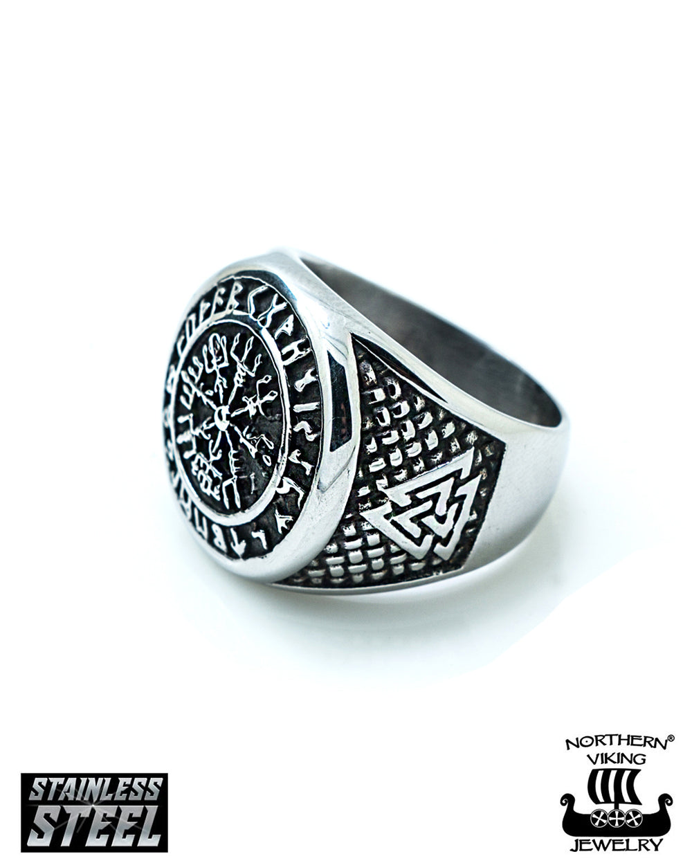 Northern Viking Jewelry Vegvisir sormus - Teräs 24mm