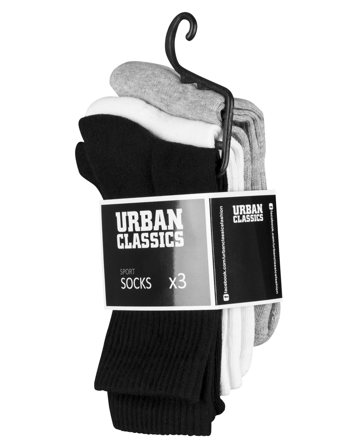 Urban Classics Sport sukat 3-pack - Musta/Valkoinen/Harmaa 47-50