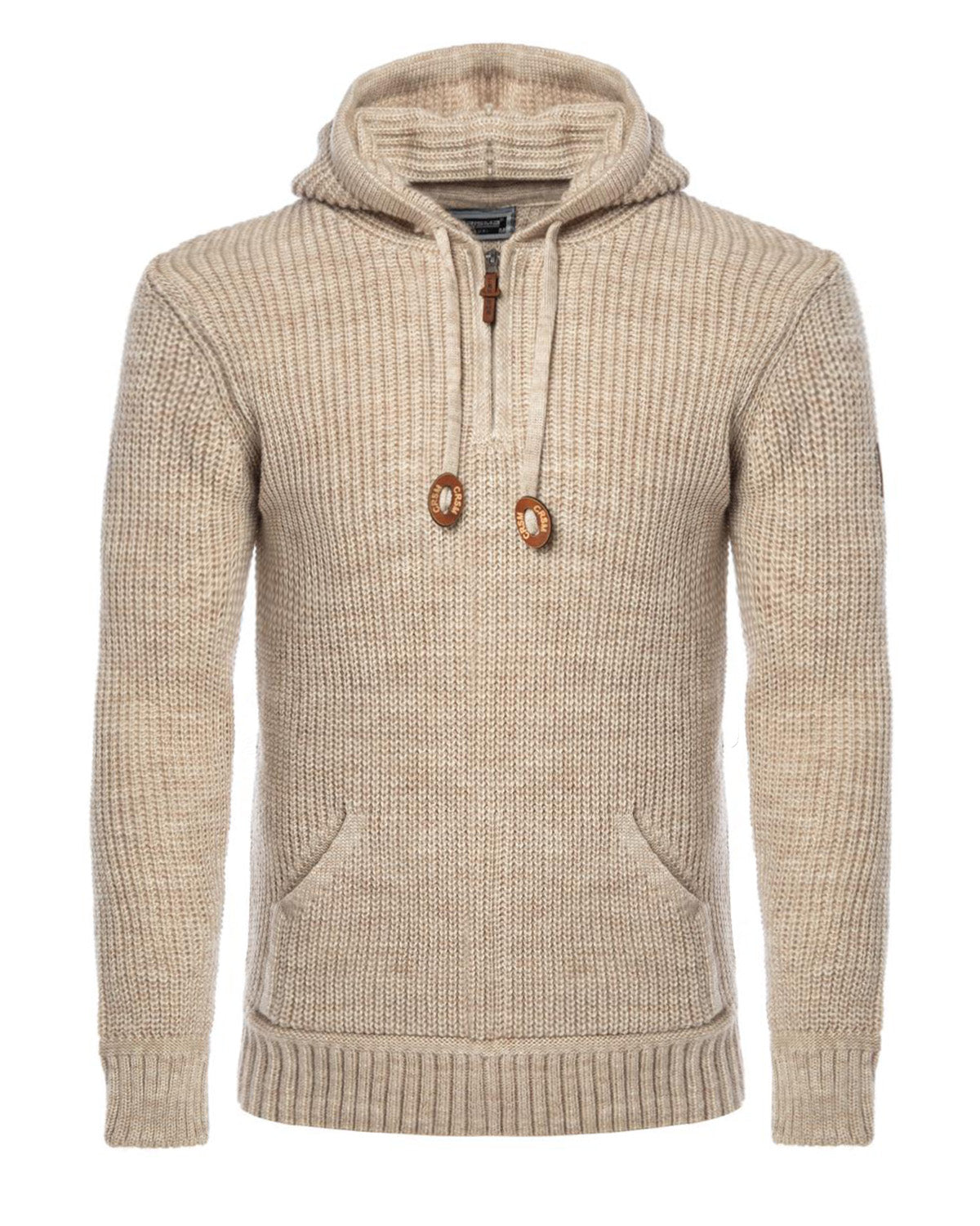 Strick Hoodie Herren Men's Beige Knit Hoodie Damian Carisma