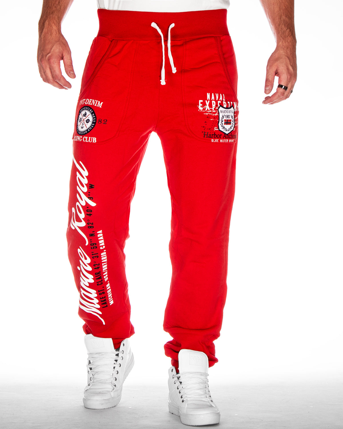 Disturb Clothing Naval collegehousut - Punainen/Valkoinen