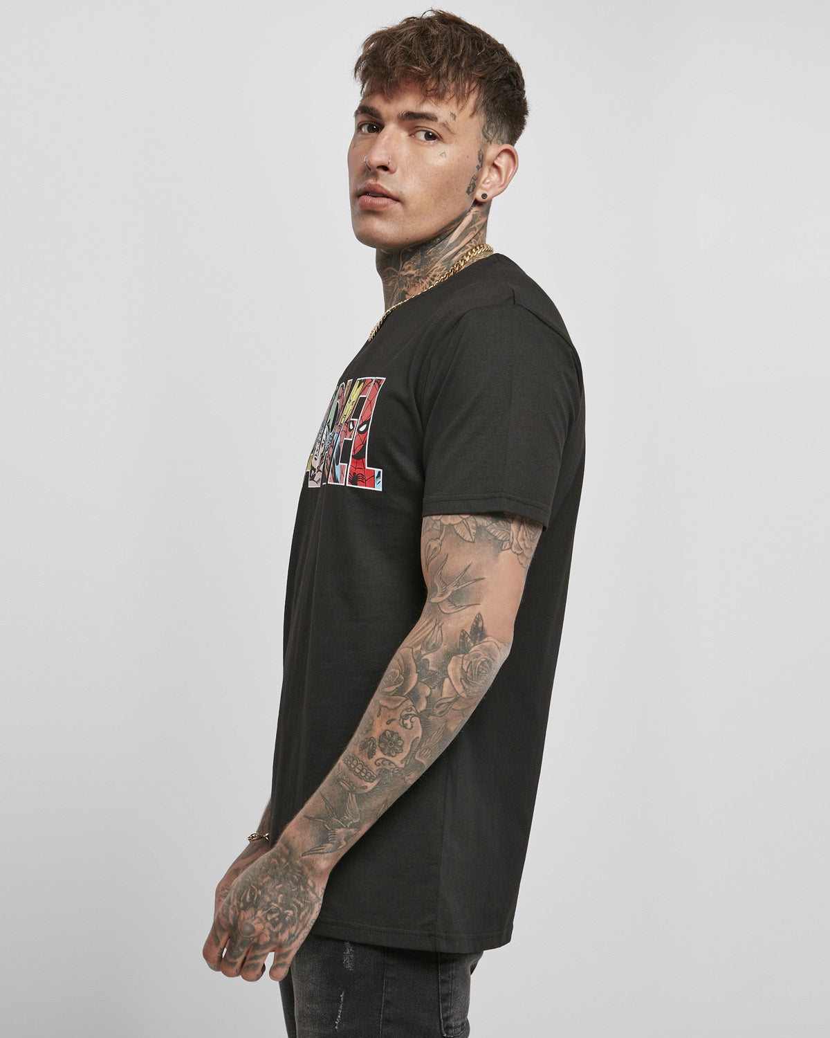 Urban Classics Marvel logo t-paita - Musta