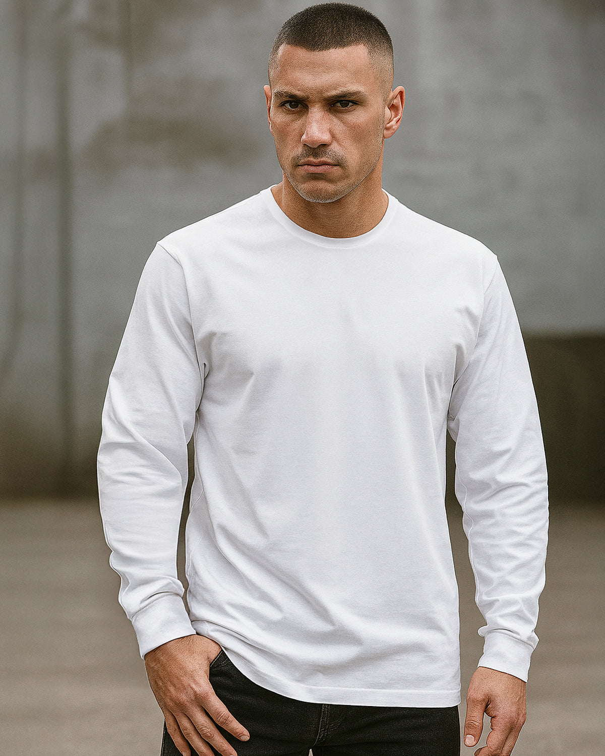 Disturb Nordic pitkähihainen- Valkoinen #Väri_White