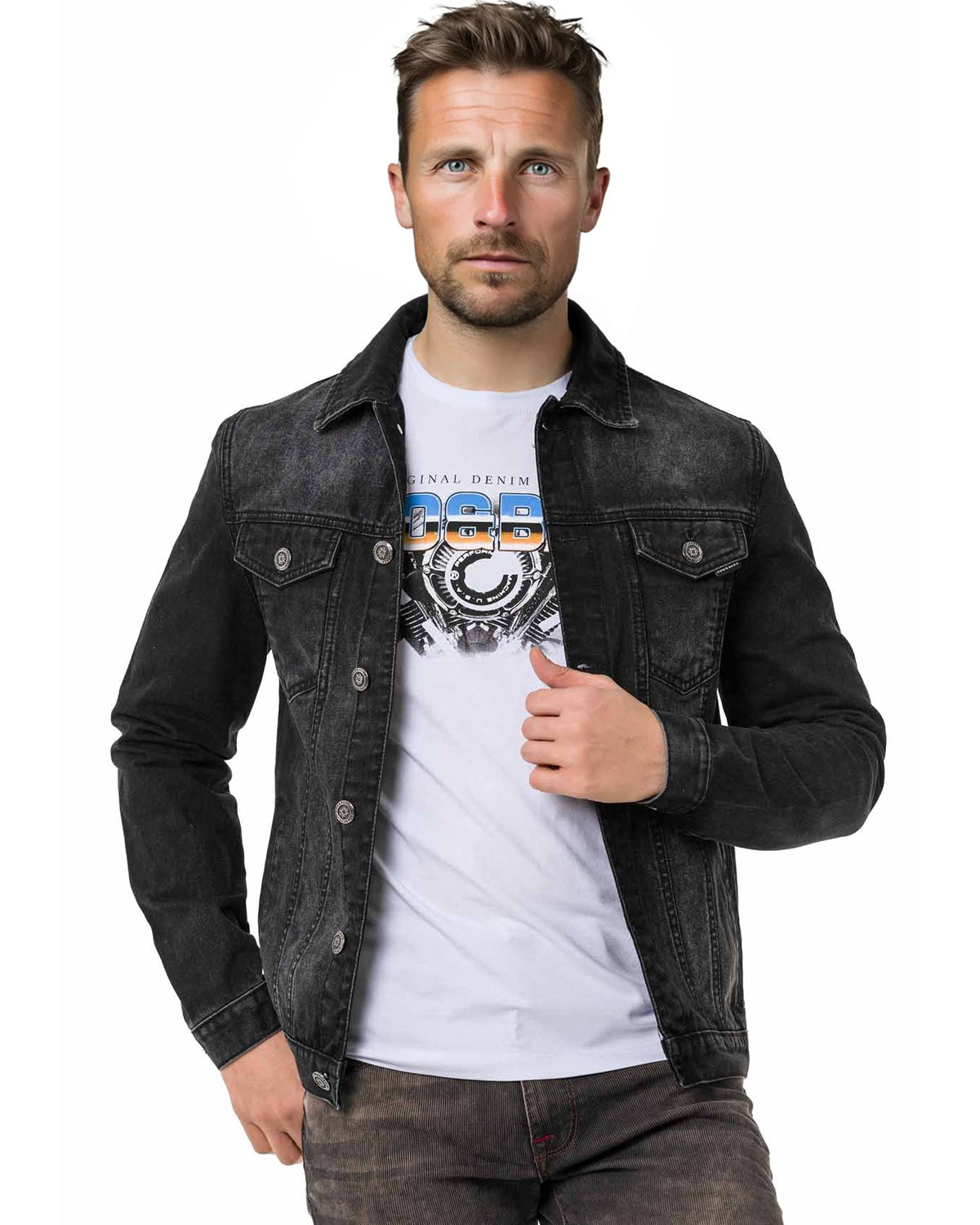 Jacket Jeansjacke Biker Style Herren Motorrad Jacke Herren