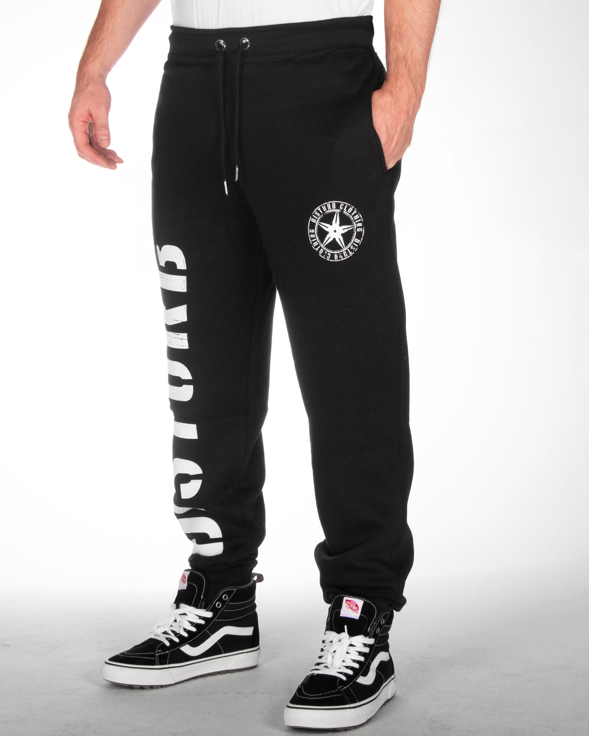 Disturb Clothing Disturb collegehousut - Musta/Valkoinen