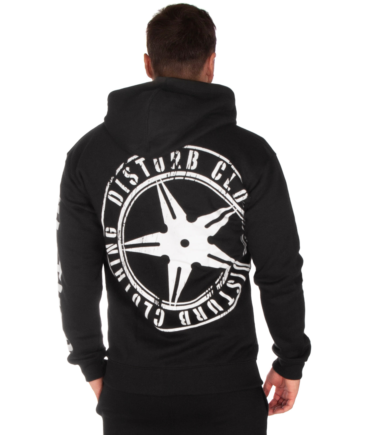 Disturb Clothing Disturb vetoketjuhuppari - Musta/Valkoinen