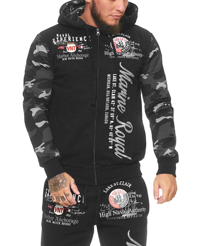 Disturb Clothing Marine royal vetoketjuhuppari - Musta Camo