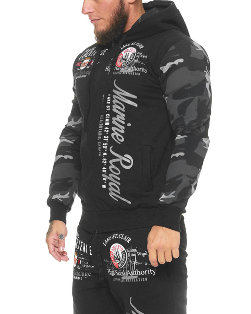 Disturb Clothing Marine royal vetoketjuhuppari - Musta Camo