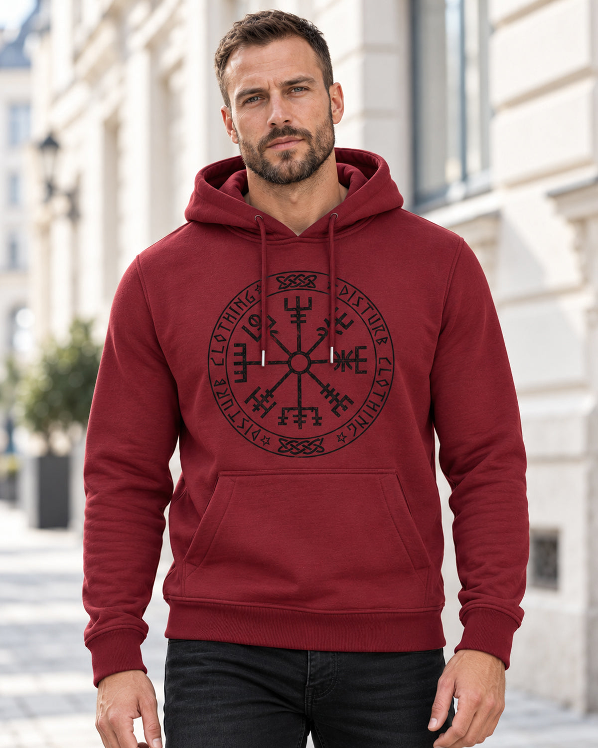 Viking Compass hoodie - Burgundy