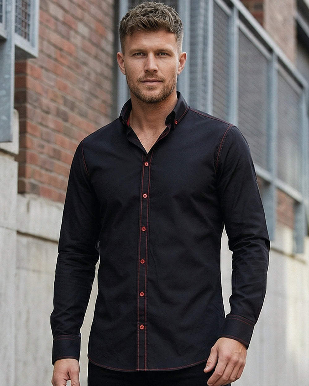 Rusty Neal Burrows kauluspaita - Musta/Punainen