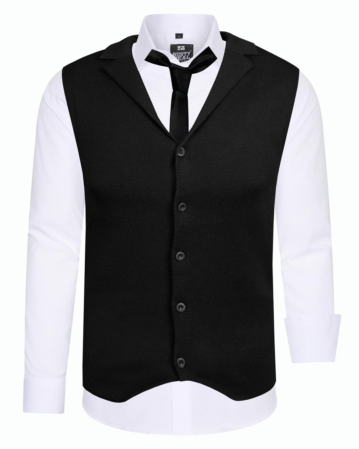 Rusty Neal Logan kauluspaita + Aaron liivi + Solmio - Valkoinen