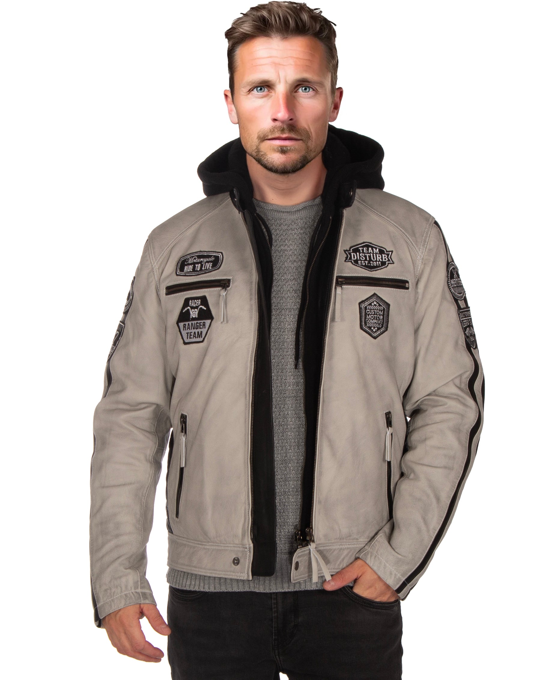 Disturb Clothing Storm nahkatakki - Harmaa