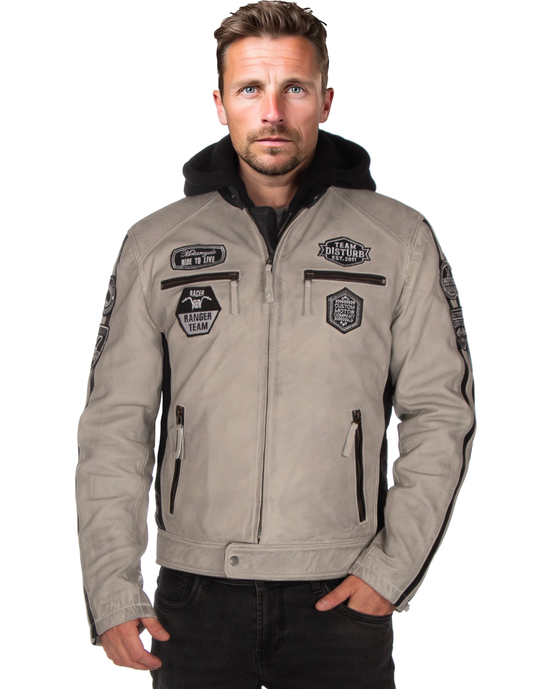 Disturb Clothing Storm nahkatakki - Harmaa