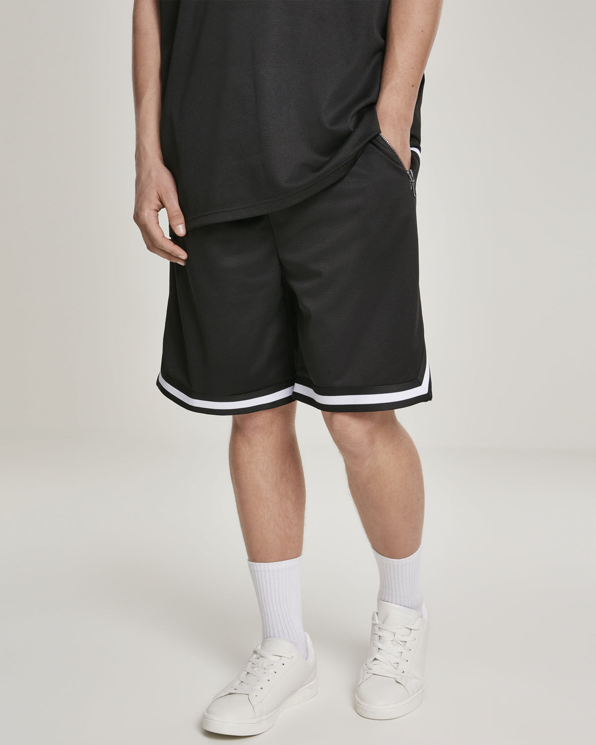 Urban Classics Oversized Stripes Mesh Shirt – Black Mesh Long Sleeve Top 1 thumbnail image