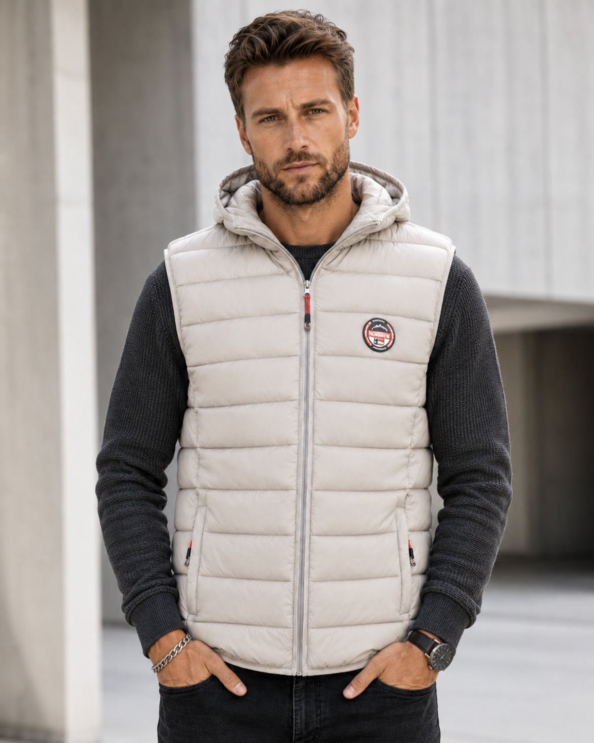Vamigo hooded winter vest - Light grey