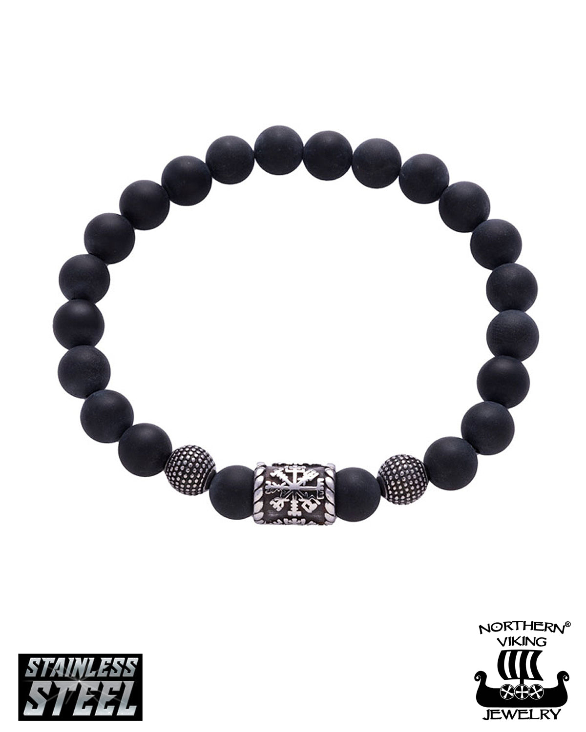 Northern Viking Jewelry Vegvisir rannekoru - Musta Default Title