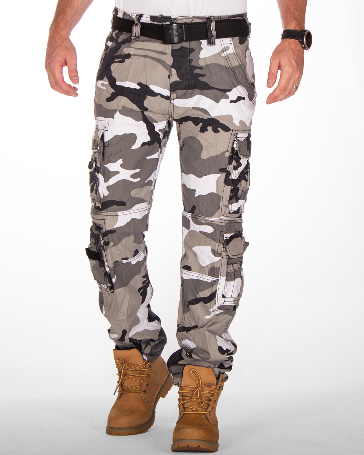 Pure slim cargo pants White camo
