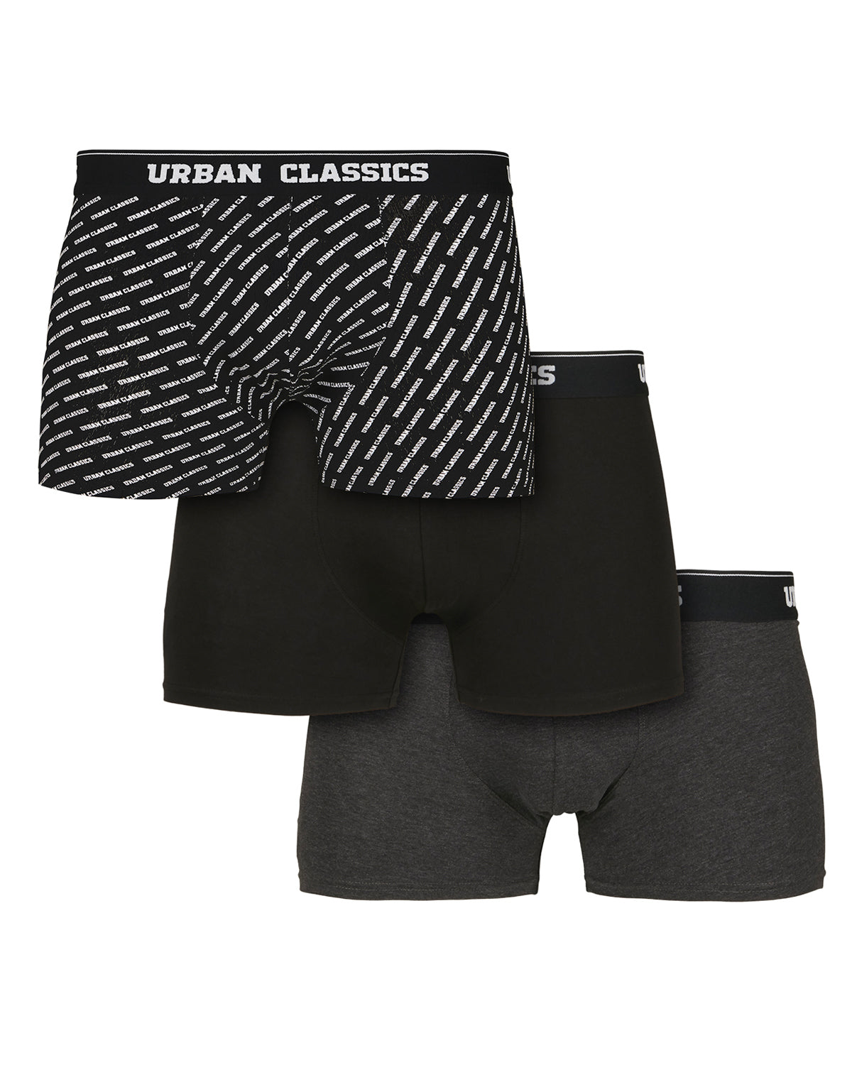 Urban Classics Urban bokserit 3-pack - Printti/Musta/Tummanharmaa 5XL