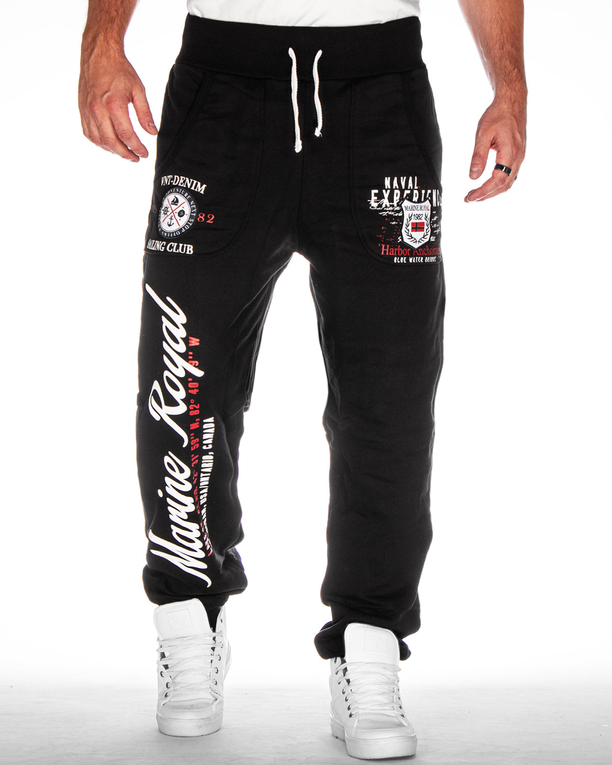 Disturb Clothing Naval collegehousut - Musta/Valkoinen