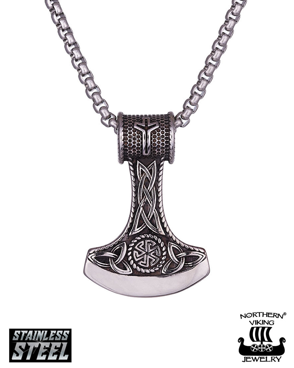 Northern Viking Jewelry Algiz Axehead kaulakoru - Teräs Default Title