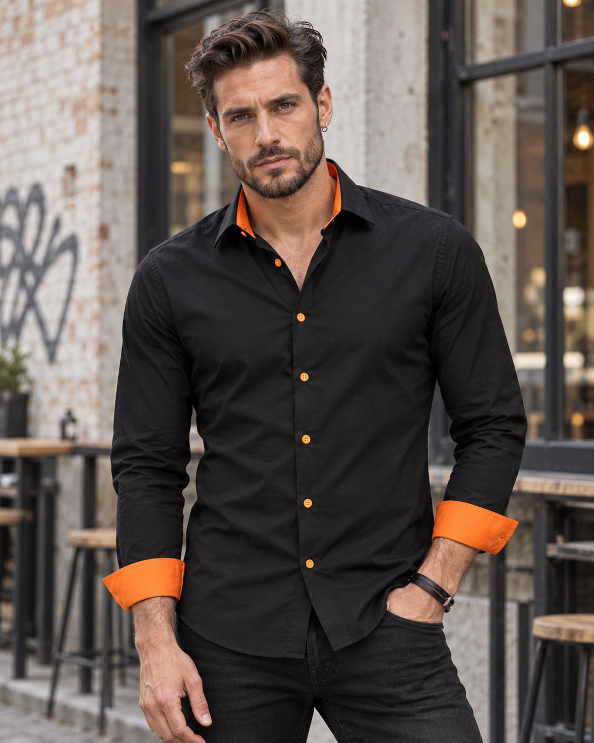 Beales skjorta - Svart/Orange