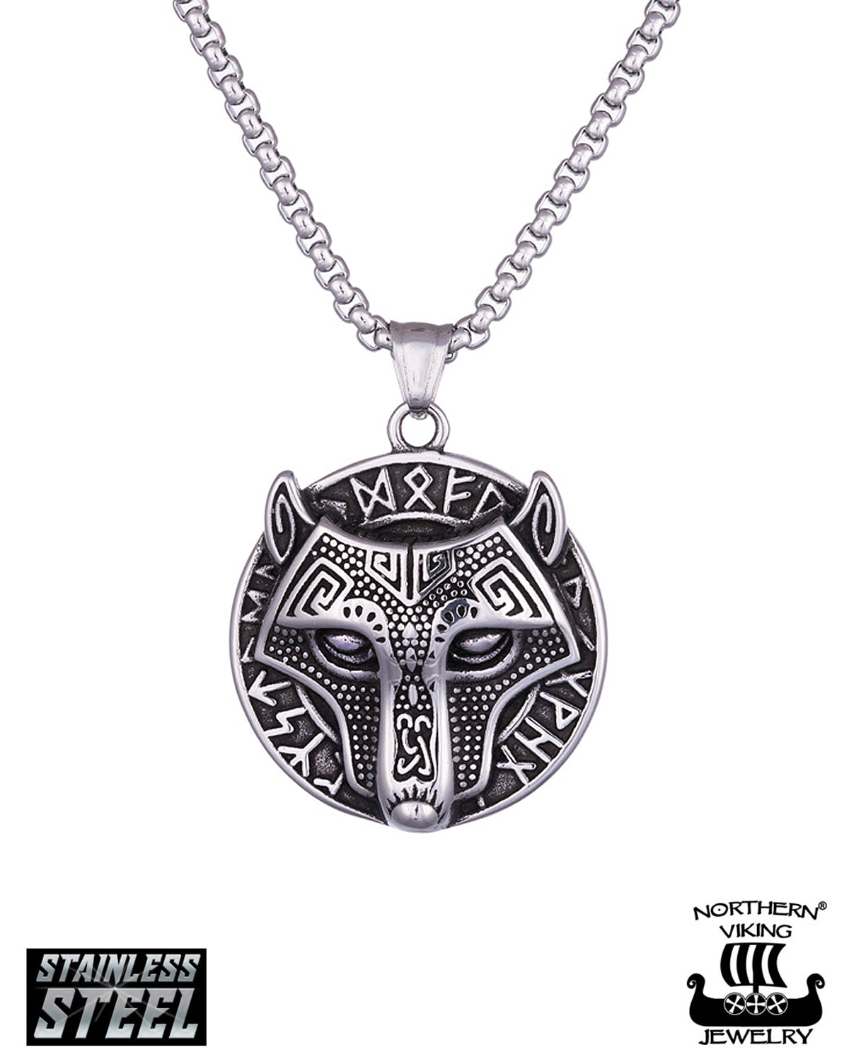 Northern Viking Jewelry Guardian Wolf kaulakoru - Teräs Default Title