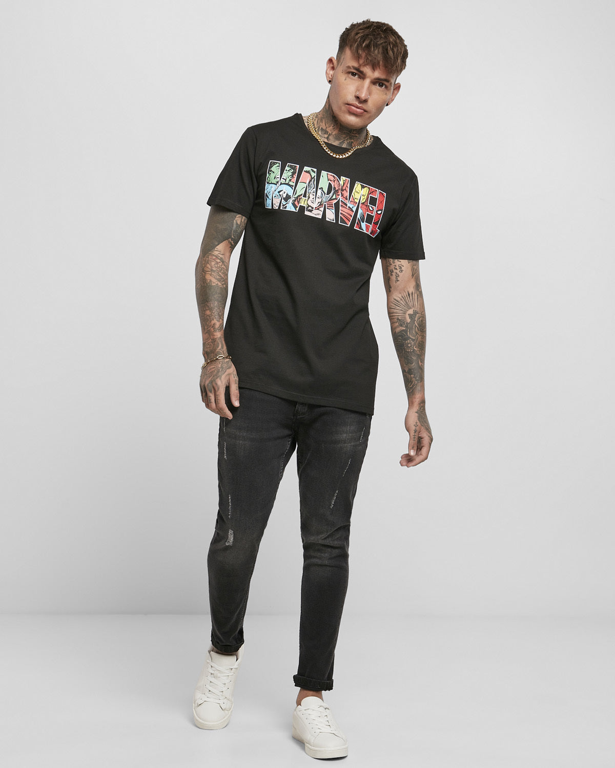 Urban Classics Marvel logo t-paita - Musta