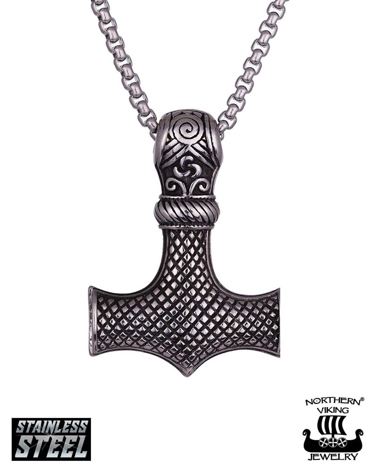 Northern Viking Jewelry Knotwork Thorin Vasara kaulakoru - Teräs