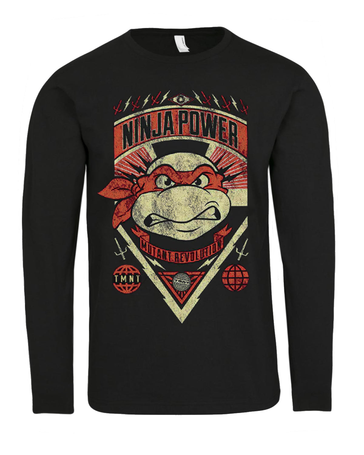 Print Shirt TMNT Ninja Power pitkähihainen - Musta