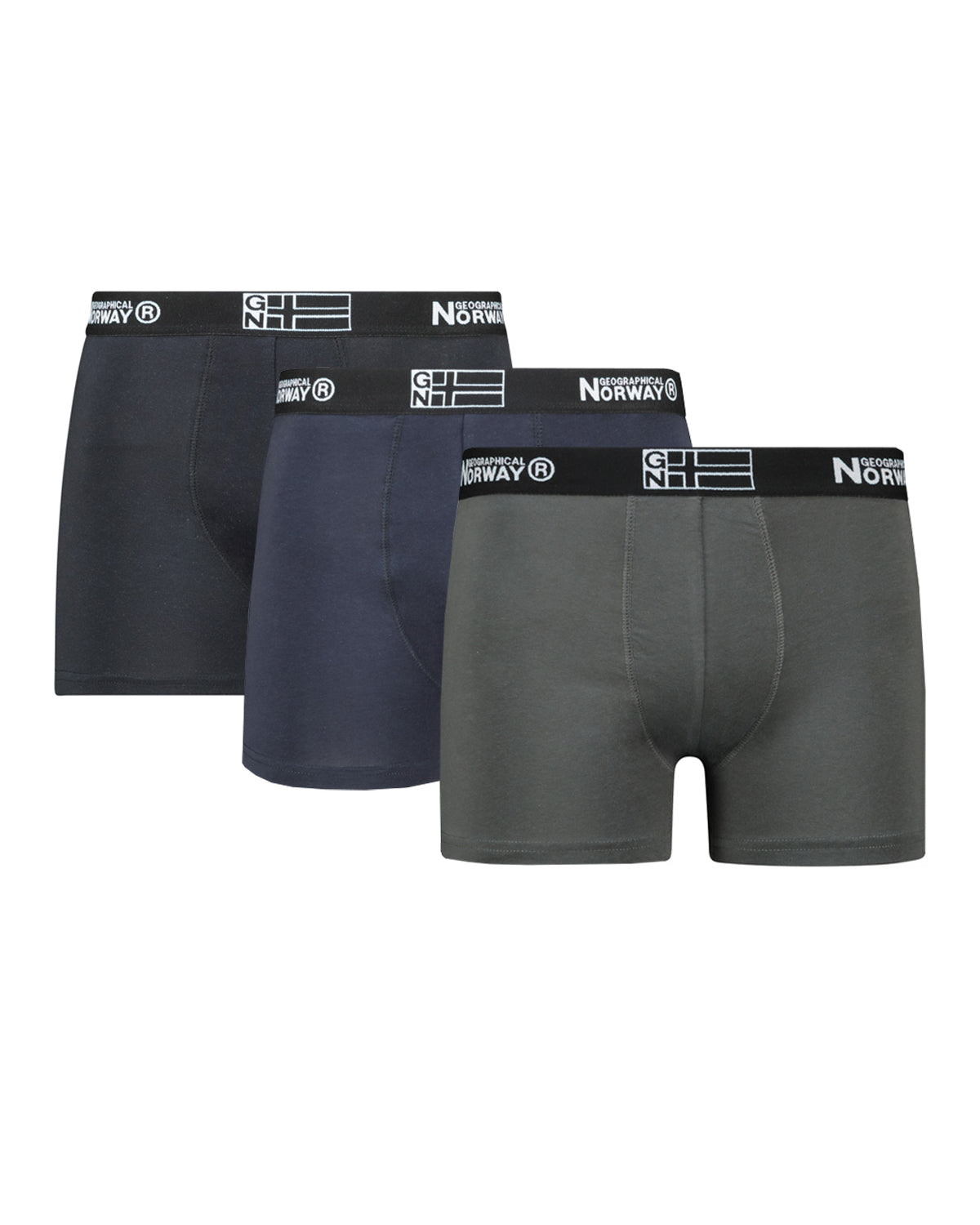 Geographical Norway Orizono bokserit 3-pack - Musta/Sininen/Harmaa