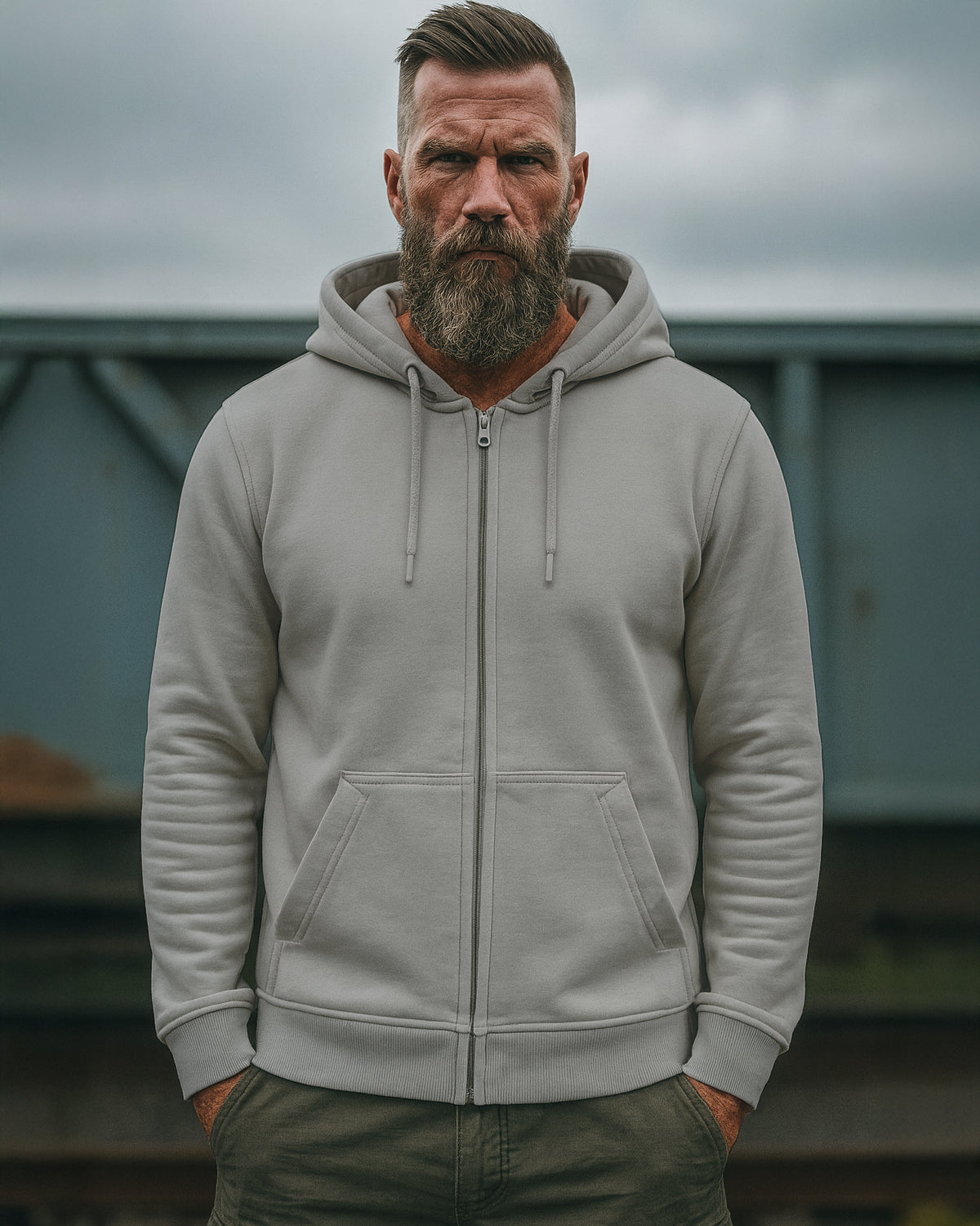 Disturb Clothing Raw Vetoketjuhuppari Grey