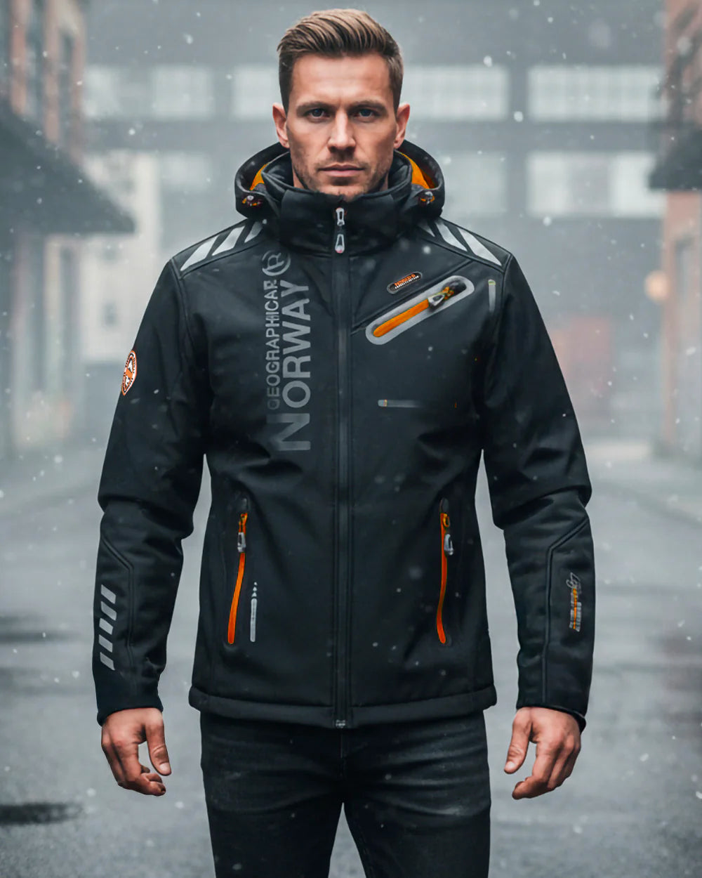 Geographical Norway Royaute softshell-takki - Musta/Oranssi