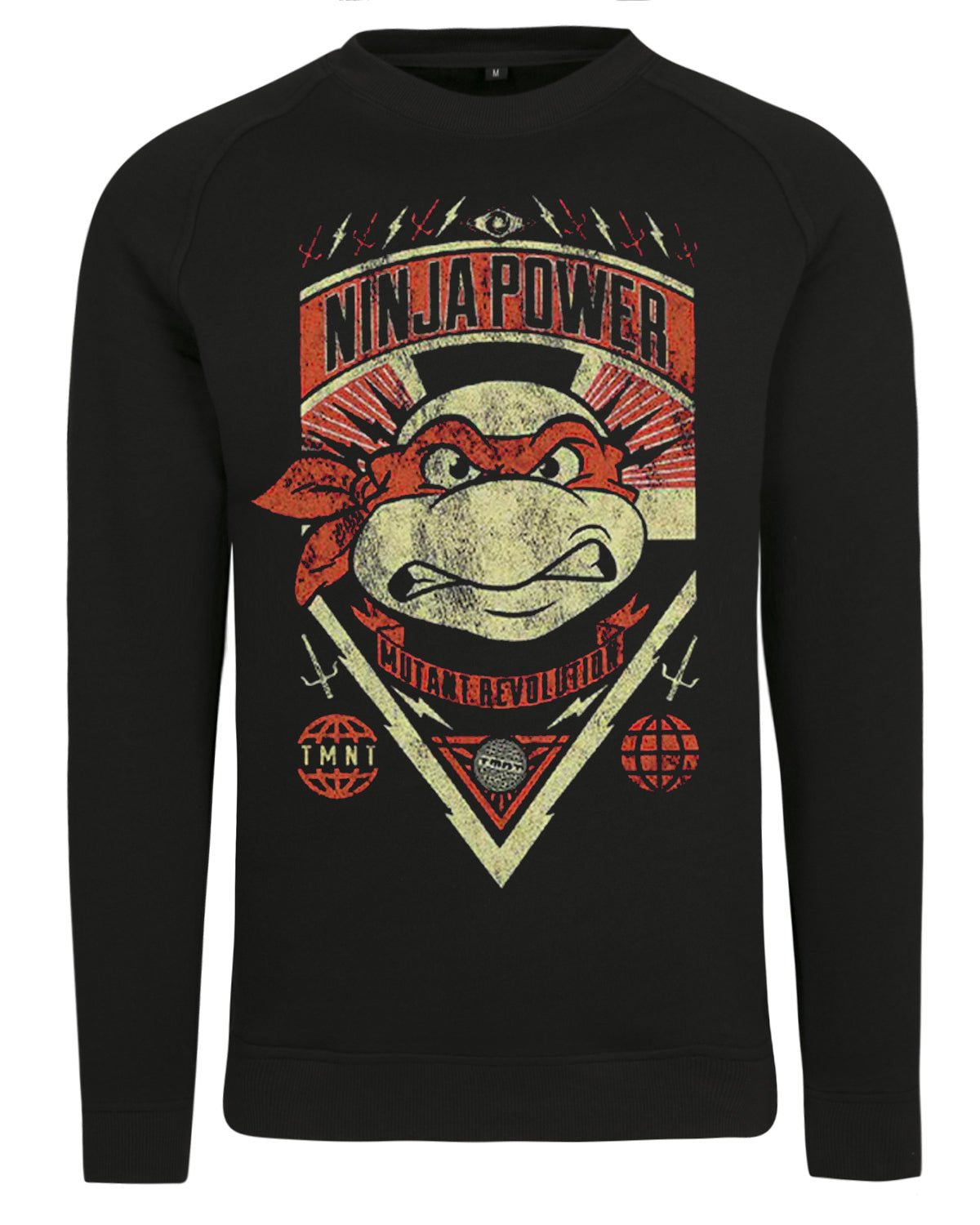 Print Shirt TMNT Ninja Power collegepaita - Musta