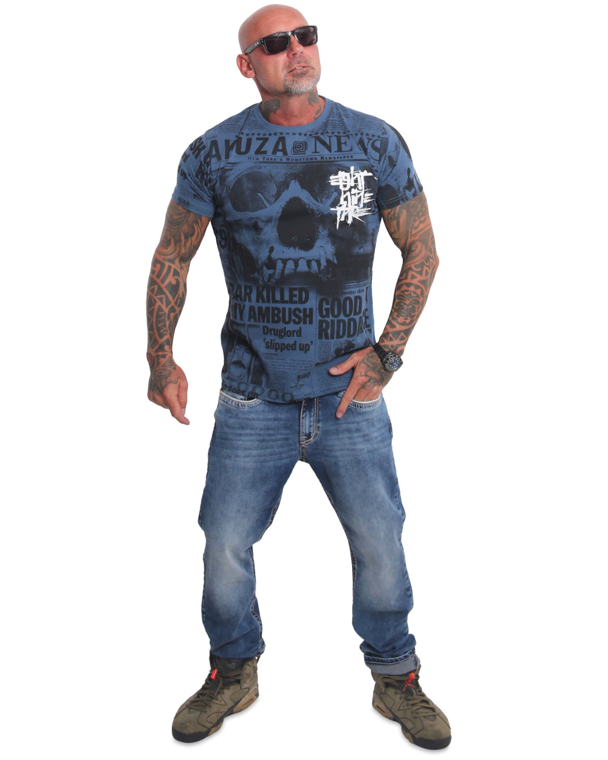 Yakuza Ink Newsflash t-paita - Sininen