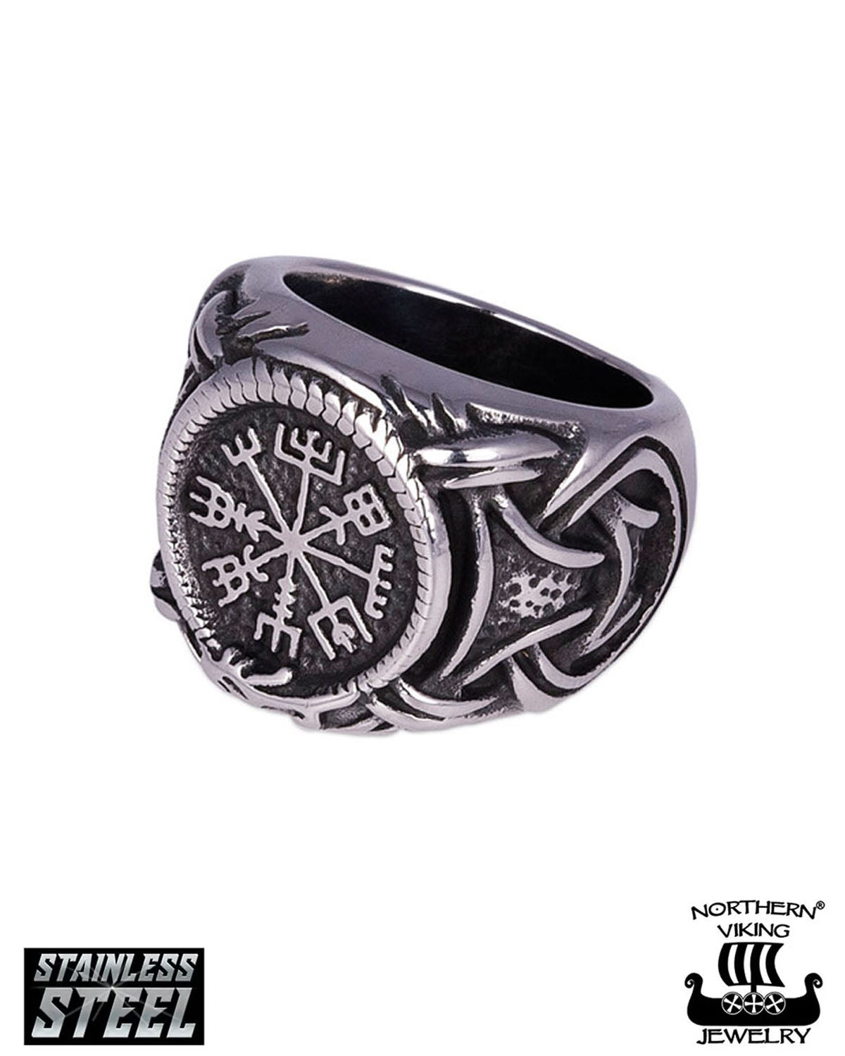 Vegvisir with Jormungandr ring - Steel