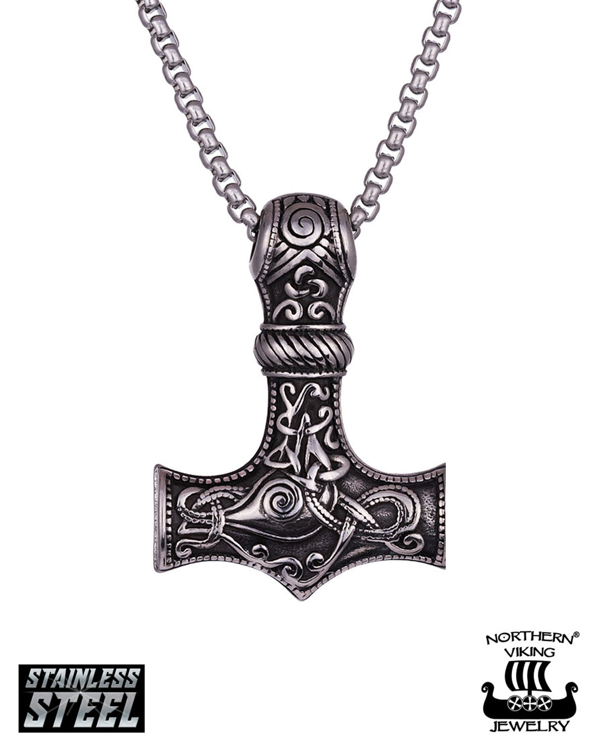 Northern Viking Jewelry Knotwork Thorin Vasara kaulakoru - Teräs Default Title