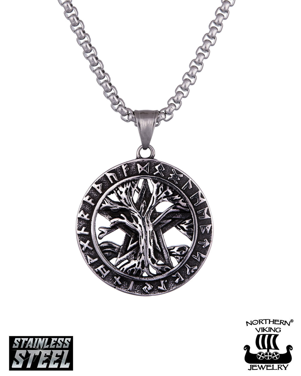 Northern Viking Jewelry Riimu Tree Of Life kaulakoru - Teräs Default Title