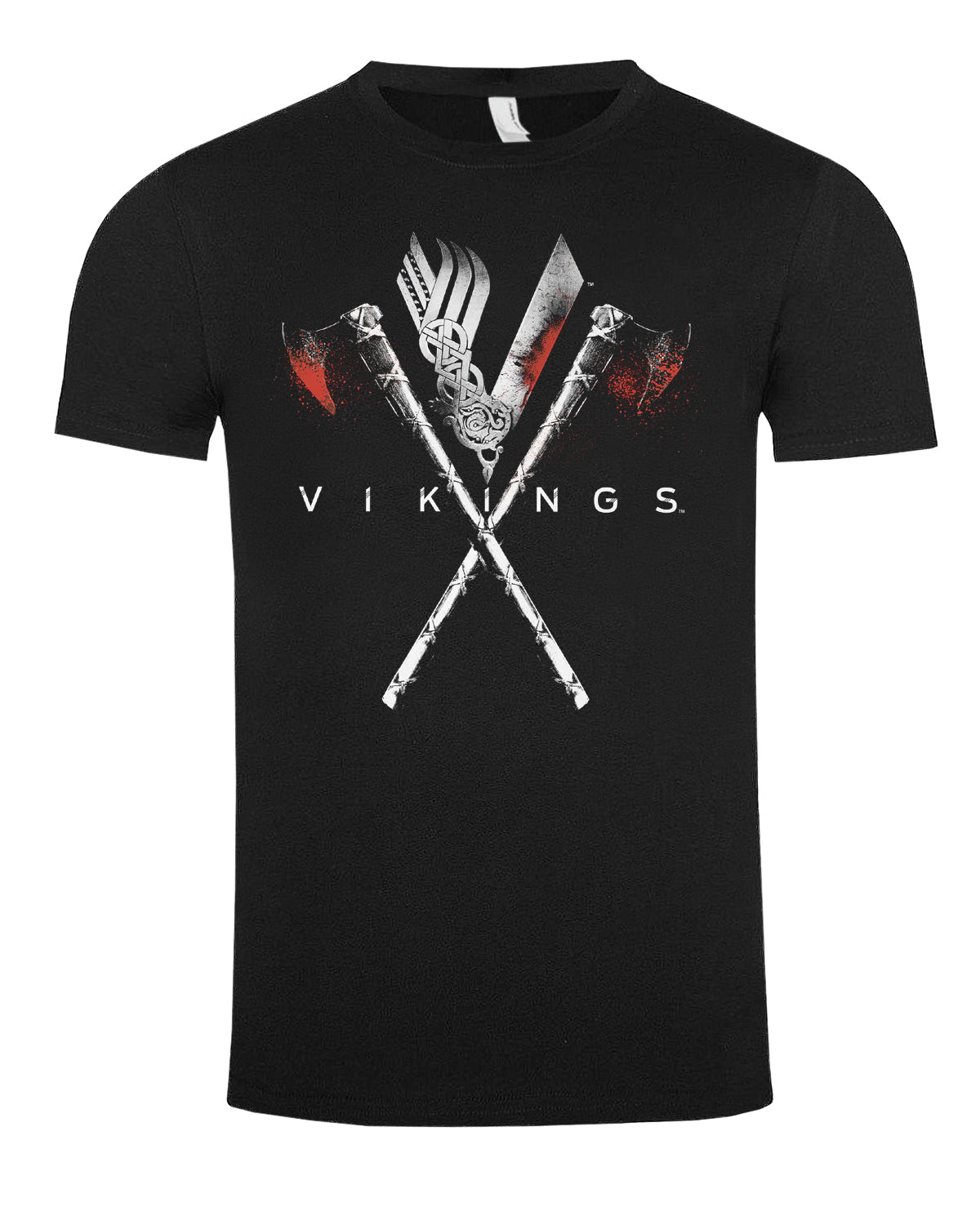 Print Shirt Vikings Axes t-paita - Musta
