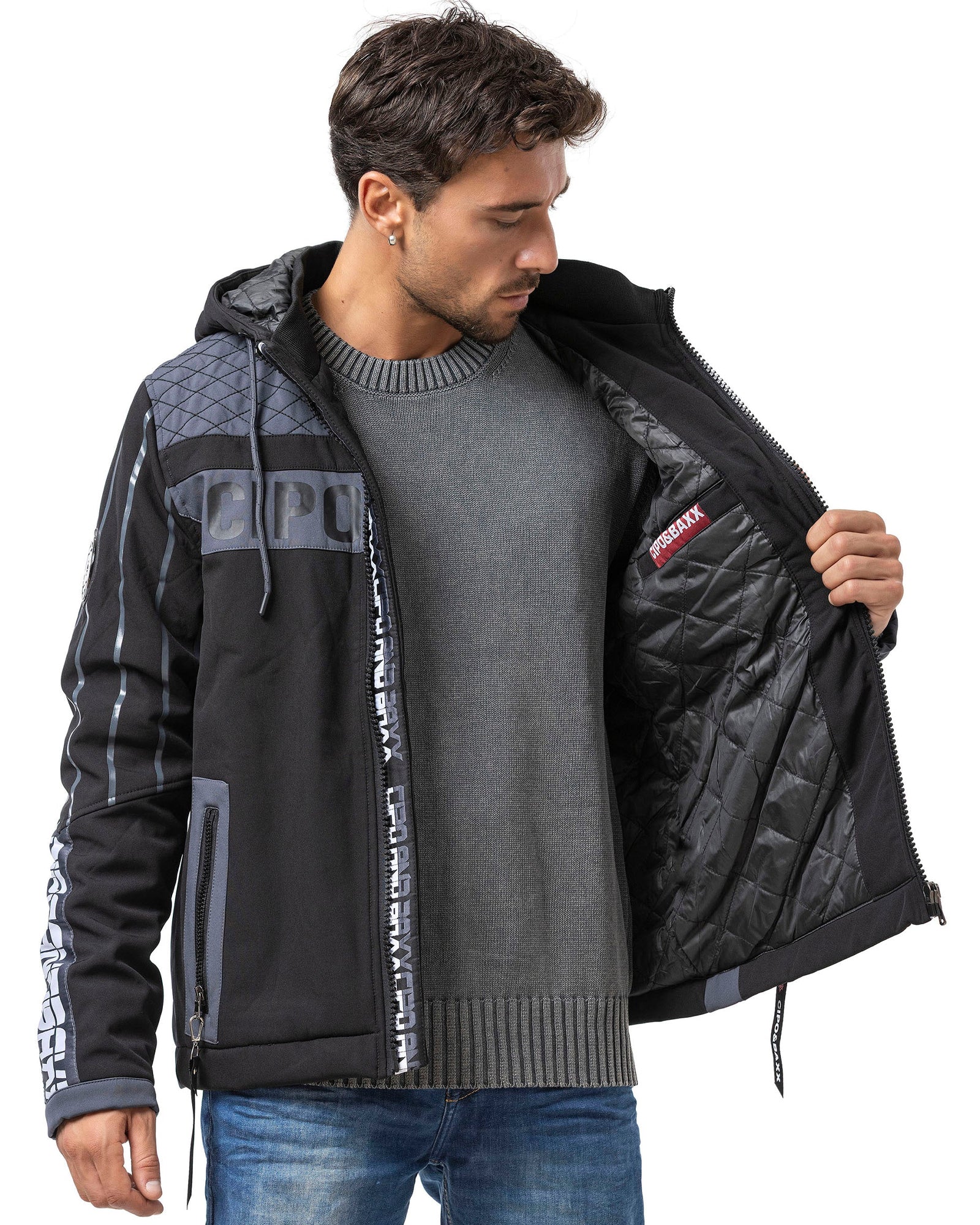 CJ275 Casey välikausitakki - Musta/Harmaa