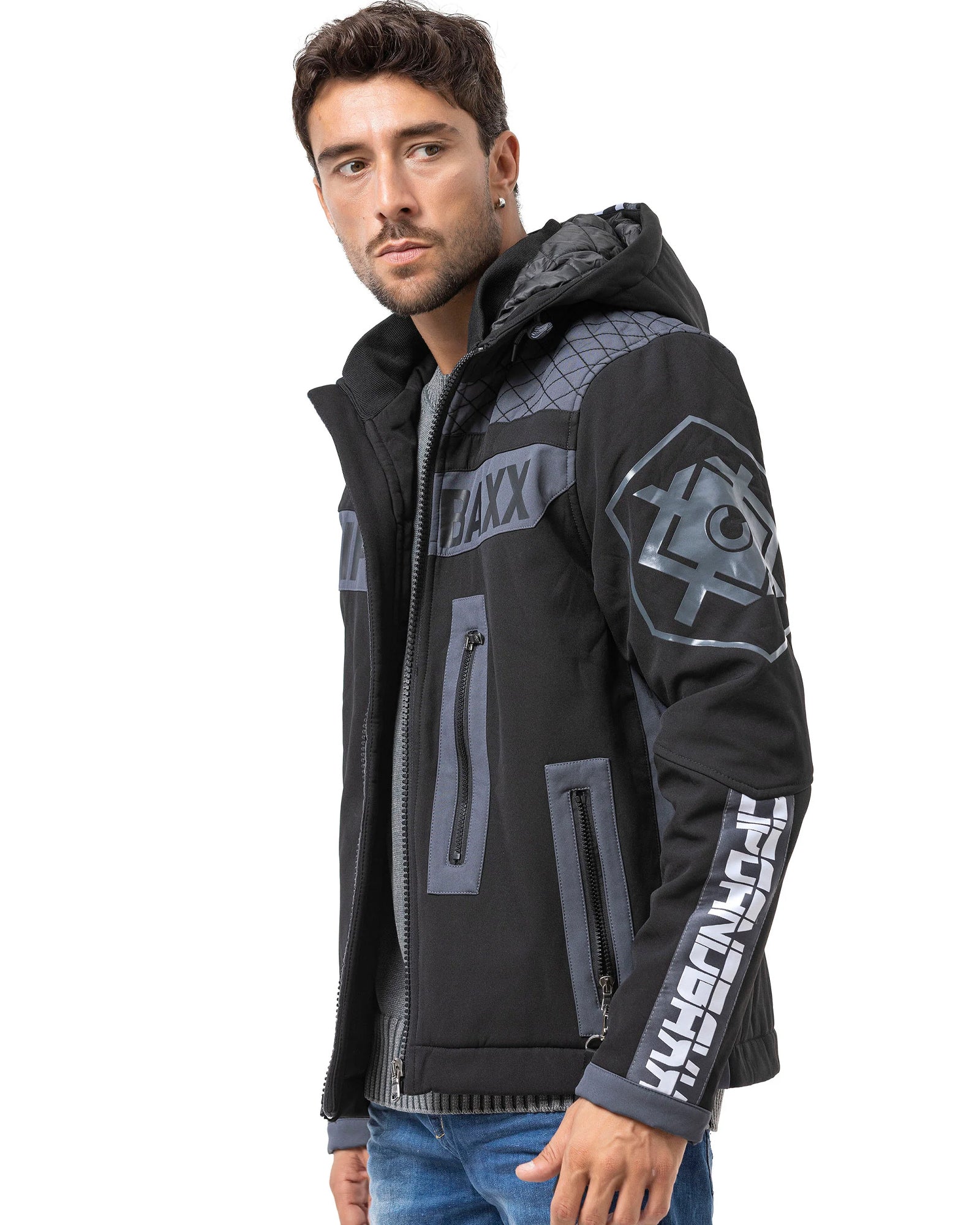 Cipo & Baxx CJ275 Casey välikausitakki - Musta/Harmaa