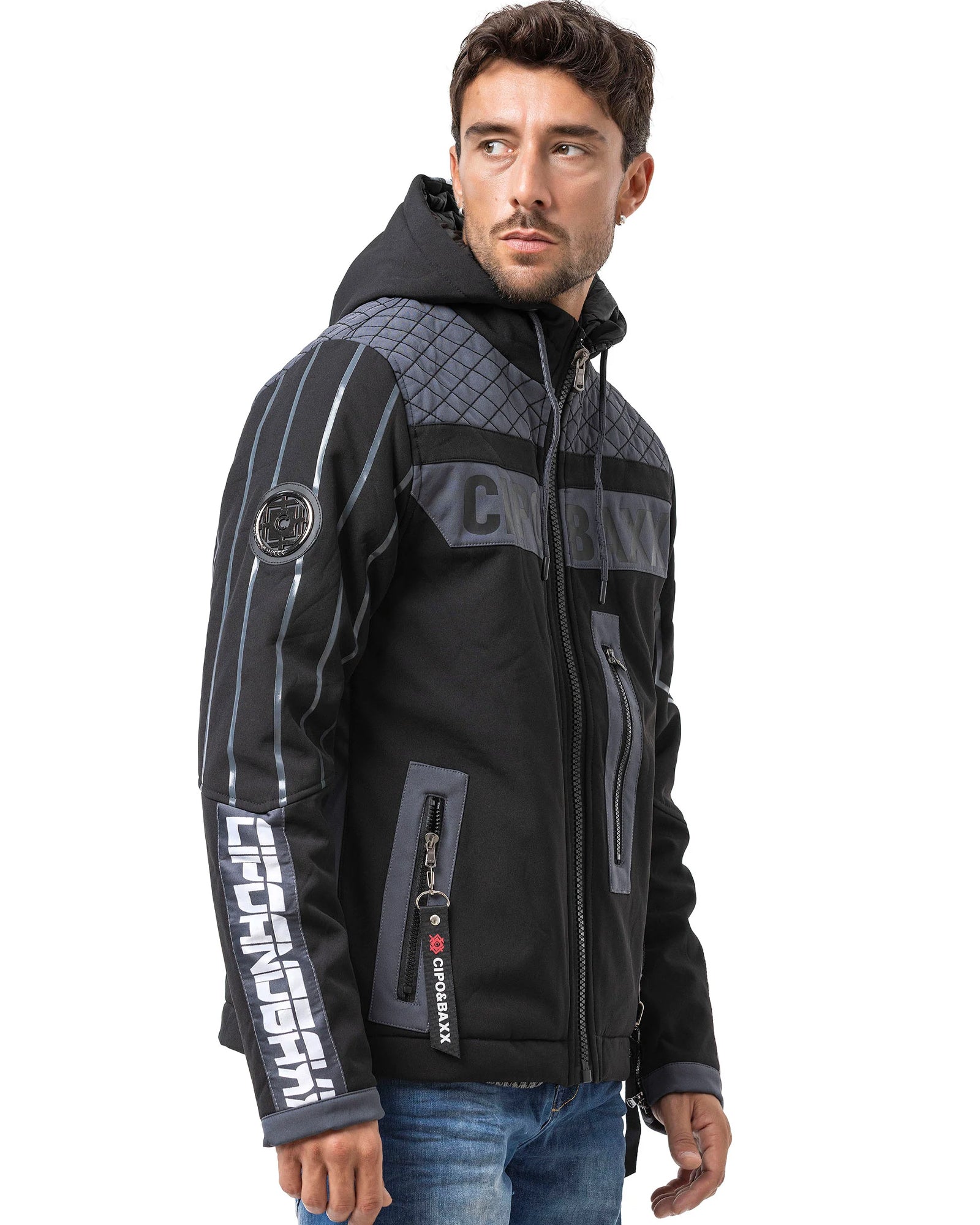 Cipo & Baxx CJ275 Casey välikausitakki - Musta/Harmaa