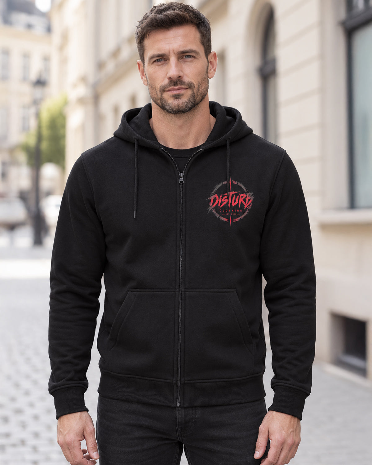 Disturb Circle zip hoodie - Black