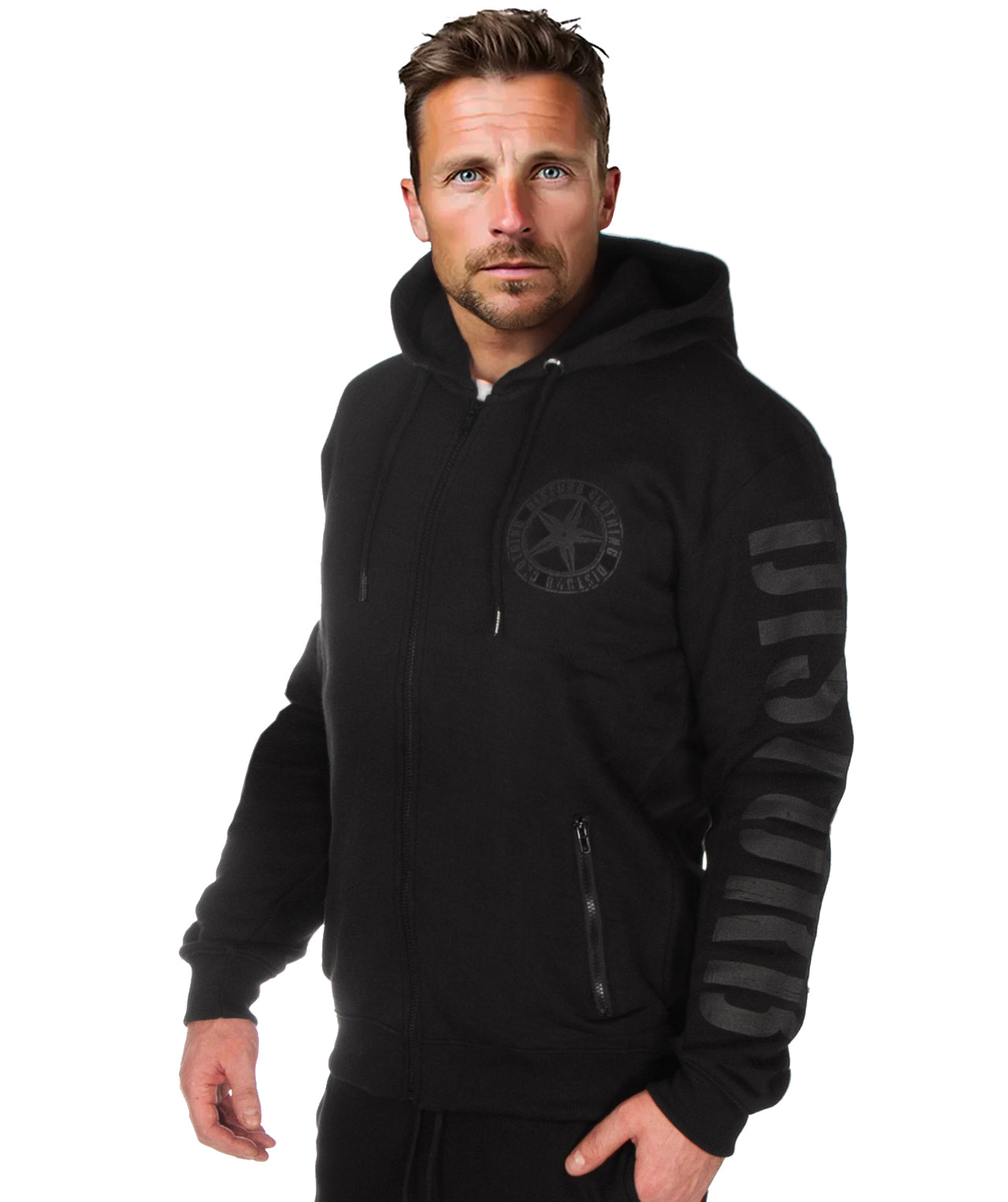 Disturb Clothing Disturb vetoketjuhuppari - Musta/Musta