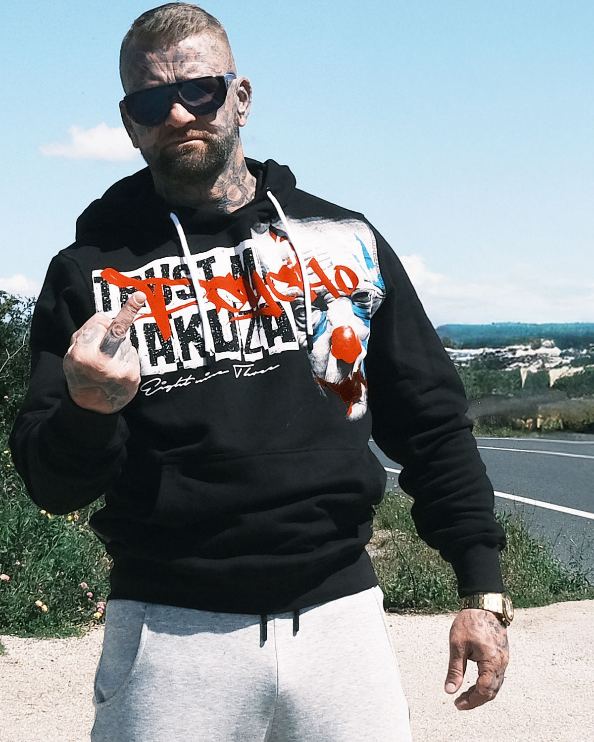 Yakuza Ink Psycho huppari - Musta 4XL