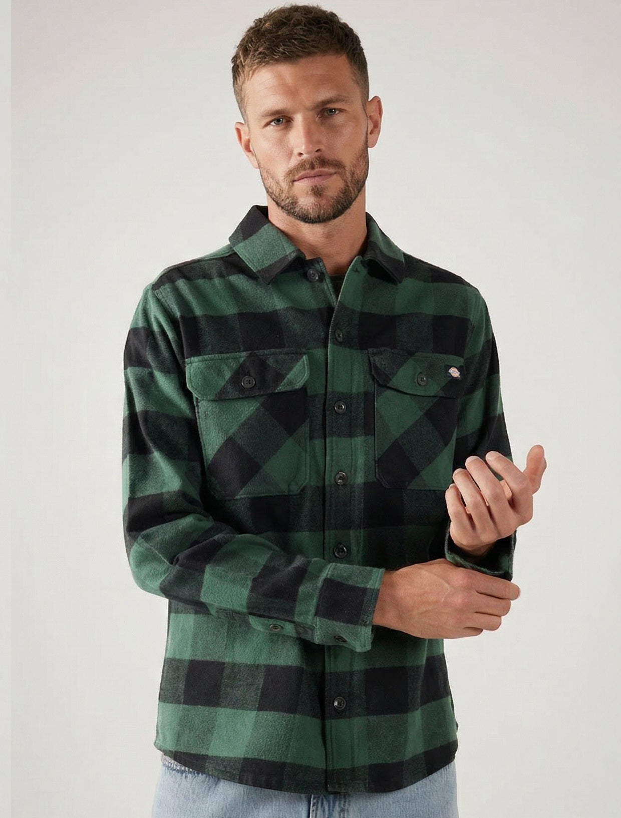 Dickies Sacramento flanellipaita - Musta/Vihreä
