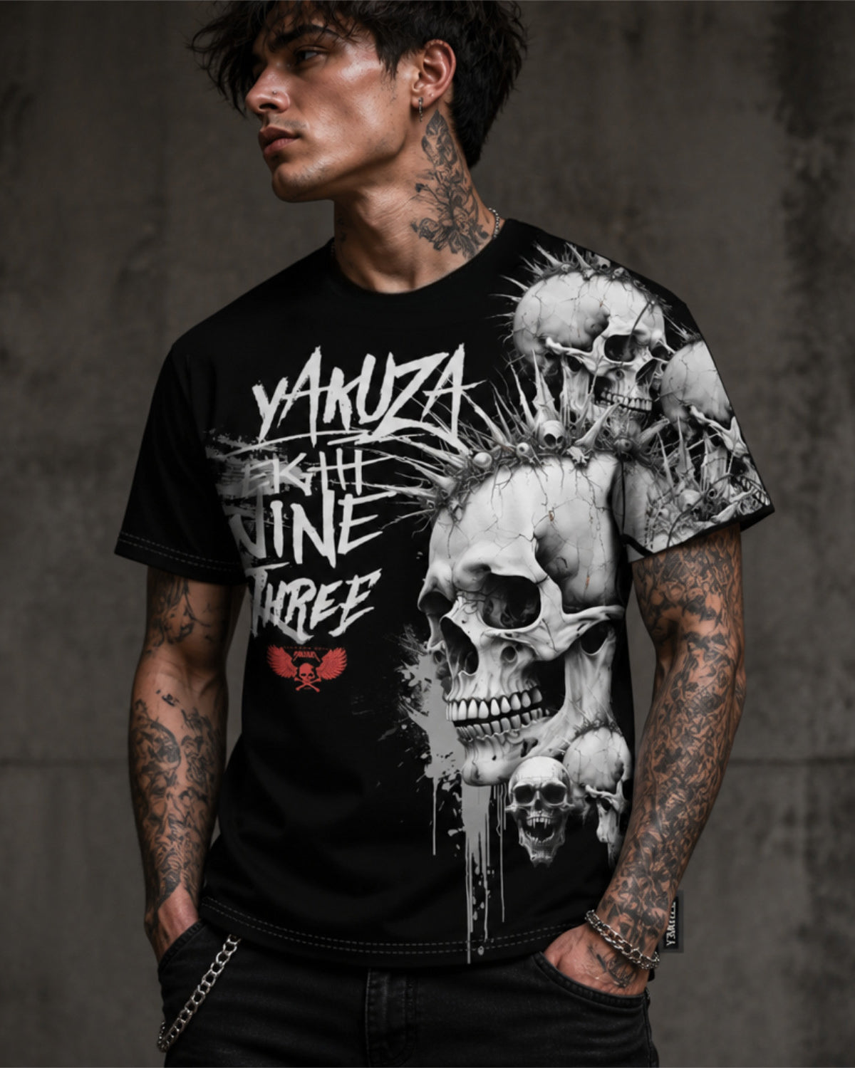 Skull stack t-paita - Musta