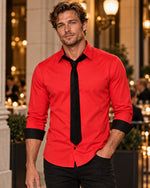 Beales Shirt + Tie - Red/Black 