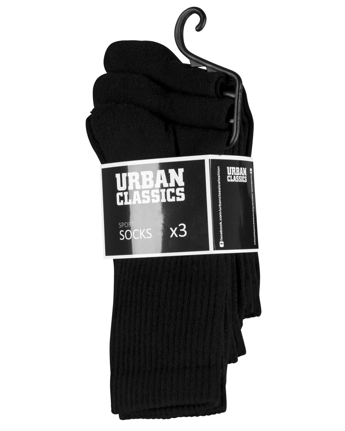 Urban Classics Sport sukat 3-pack - Musta